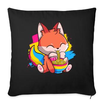 Pansexual Pride Kawaii Fox Ramen Noodles Panse - Housse de coussin décorative 45 x 45 cm - noir - Devant