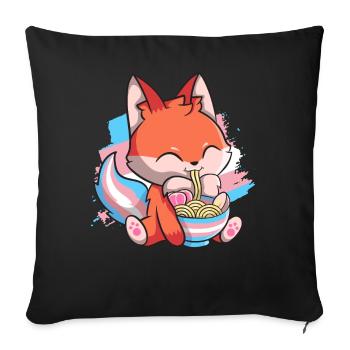 Transgender Pride Kawaii Fox Ramen Noodles Trans - Housse de coussin décorative 45 x 45 cm - noir - Devant