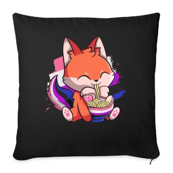 Genderfluid Stolz Kawaii Fuchs Ramen Noodles Gender - Sofa pillowcase 17,3'' x 17,3'' (45 x 45 cm) - black - Front