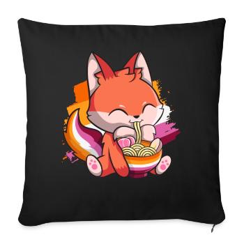 Lesbian Pride Gay Kawaii Fox Ramen Noodles Le - Housse de coussin décorative 45 x 45 cm - noir - Devant