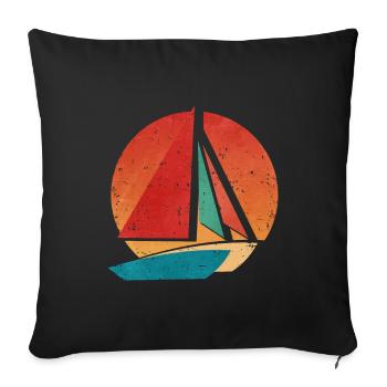 Retro Katamaran - Sofakissenbezug 45 x 45 cm - Schwarz - Vorne