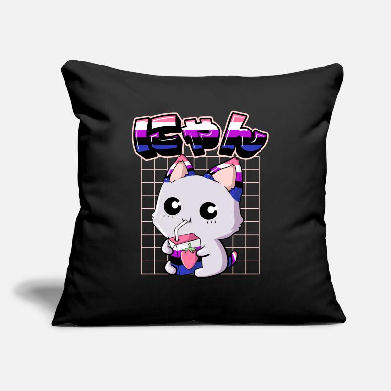 Genderfluid Stolz Kawaii Katze Erdbeermilch Sofakissenbezug 45 x 45 cm