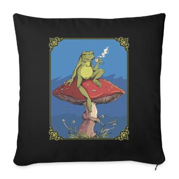 Cottagecore Aesthetic Frog Mushroom Tea Goblincor - Sofa pillowcase 17,3'' x 17,3'' (45 x 45 cm) - black - Front