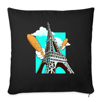 Funny Eiffel Tower French Bread Baguette - Sofa pillowcase 17,3'' x 17,3'' (45 x 45 cm) - black - Front