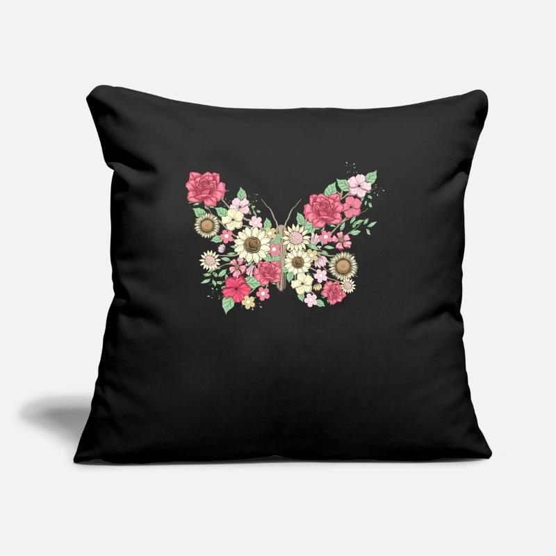 Bloomcore Fleurs de papillon esthétiques Flowercor Housse de coussin décorative 45 x 45 cm