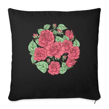 Bloomcore Esthétique Roses rouges Fleur Cottag - Housse de coussin décorative 45 x 45 cm - noir - Devant