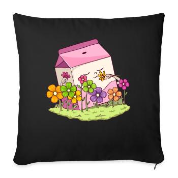 Bloomcore Esthétique Kawaii Lait de fraise Cottagecor - Housse de coussin décorative 45 x 45 cm - noir - Devant