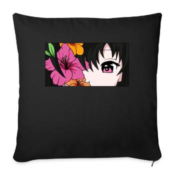 Bloomcore Esthétique Anime Fille Yeux Flower Co - Housse de coussin décorative 45 x 45 cm - noir - Devant