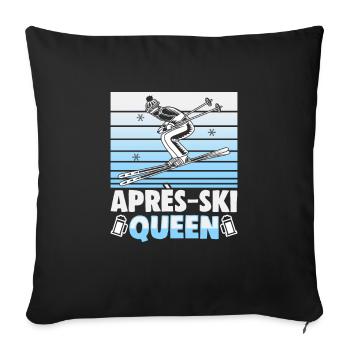 Skifahrer Apres Ski Queen Ski - Sofakissenbezug 45 x 45 cm - Schwarz - Vorne