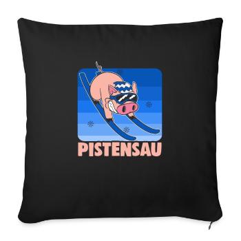 Skifahrer Pistensau Ski - Sofakissenbezug 45 x 45 cm - Schwarz - Vorne