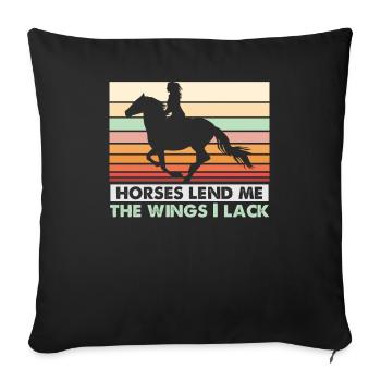 Design équestre et équestre pour les amoureux des chevaux - Housse de coussin décorative 45 x 45 cm - noir - Devant