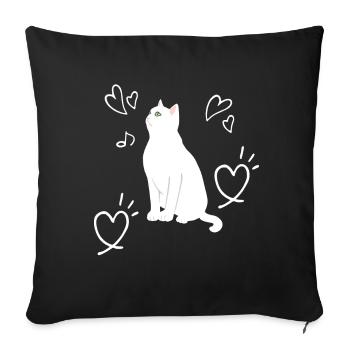 Cat Love Heart Kitten Children - Sofa pillowcase 17,3'' x 17,3'' (45 x 45 cm) - black - Front
