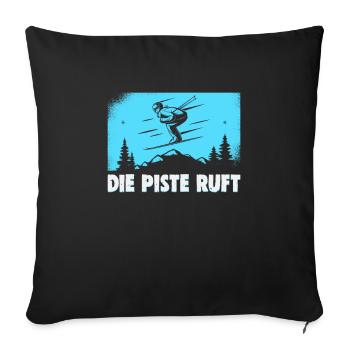 Skifahrer Die Piste ruft Ski - Sofakissenbezug 45 x 45 cm - Schwarz - Vorne