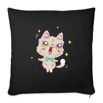 Sing Cat Kawaii Cute Japan Anime - Sofa pillowcase 17,3'' x 17,3'' (45 x 45 cm) - black - Front