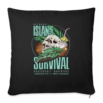 Île de Bushcraft Survival Jungle Skull Cadeau - Housse de coussin décorative 45 x 45 cm - noir - Devant