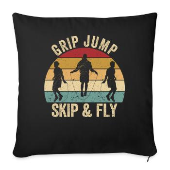 Funny skipping rope skipping rope handle jumping spri - Sofa pillowcase 17,3'' x 17,3'' (45 x 45 cm) - black - Front