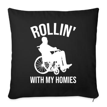 Drôle de lésion de la moelle épinière Coupe transversale du fauteuil roulant - Housse de coussin décorative 45 x 45 cm - noir - Devant