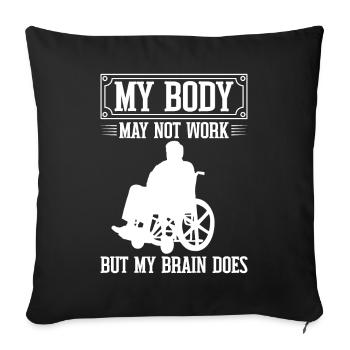 Drôle de lésion de la moelle épinière Coupe transversale du fauteuil roulant - Housse de coussin décorative 45 x 45 cm - noir - Devant