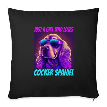 Dog saying Cocker Spaniel pour les amoureux des chiens - Housse de coussin décorative 45 x 45 cm - noir - Devant