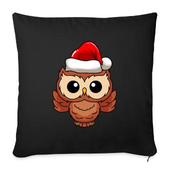 Eule Comic Weihnachten - Sofakissenbezug 45 x 45 cm - Schwarz - Vorne