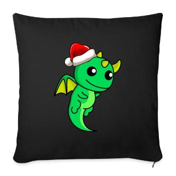 Drache Comic Weihnachten - Sofakissenbezug 45 x 45 cm - Schwarz - Vorne