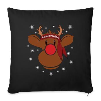 Rudi laisse le Père Noël voler Noël - Housse de coussin décorative 45 x 45 cm - noir - Devant