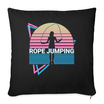 Jumping rope Jumping Rope Fitness Retro - Sofa pillowcase 17,3'' x 17,3'' (45 x 45 cm) - black - Front