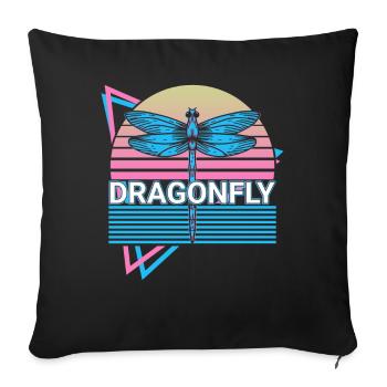 Dragonfly Dragonflies Retro - Sofa pillowcase 17,3'' x 17,3'' (45 x 45 cm) - black - Front