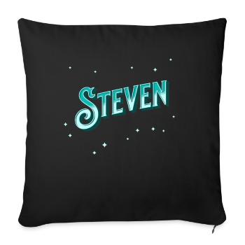 Steven nom personnalisé - Housse de coussin décorative 45 x 45 cm - noir - Devant