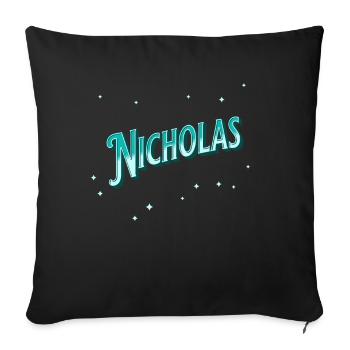 Nicholas' name personalized - Sofa pillowcase 17,3'' x 17,3'' (45 x 45 cm) - black - Front