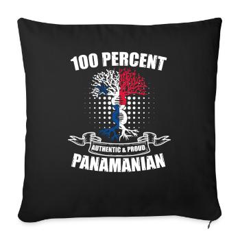 Panama 100% authentique et fier panaméen - Housse de coussin décorative 45 x 45 cm - noir - Devant