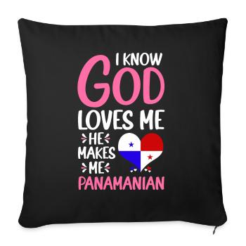 Dieu m’aime Patrie panaméenne panaméenne - Housse de coussin décorative 45 x 45 cm - noir - Devant