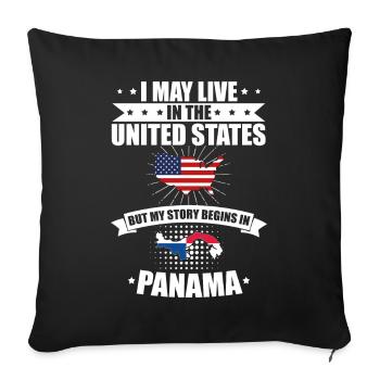 En direct États-Unis Mon histoire commence Panama - Housse de coussin décorative 45 x 45 cm - noir - Devant