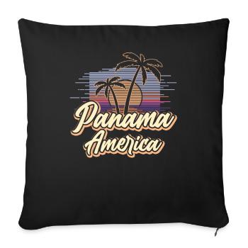 Panama America Vintage Amérique latine Coucher de soleil - Housse de coussin décorative 45 x 45 cm - noir - Devant