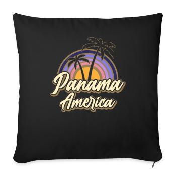 Panama Amérique Rétro Palm Coucher de soleil - Housse de coussin décorative 45 x 45 cm - noir - Devant