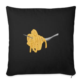Fourchette à spaghetti pour pâtes - Housse de coussin décorative 45 x 45 cm - noir - Devant