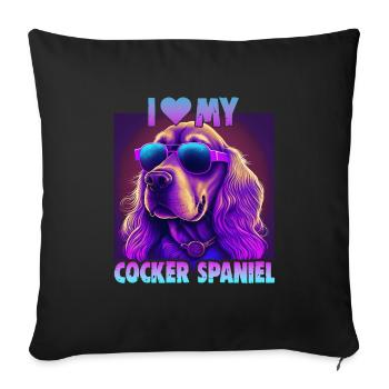 Dog saying Cocker Spaniel pour les amoureux des chiens - Housse de coussin décorative 45 x 45 cm - noir - Devant