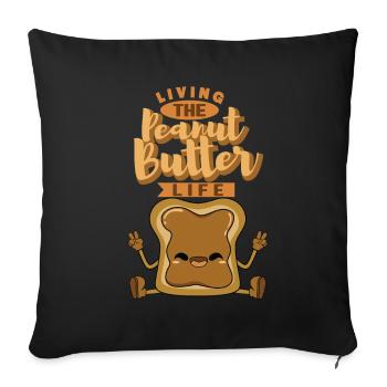 La vie avec du beurre de cacahuète - Housse de coussin décorative 45 x 45 cm - noir - Devant