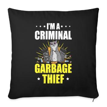 Voleur d’ordures criminel Ratons laveurs Martre drôle - Housse de coussin décorative 45 x 45 cm - noir - Devant