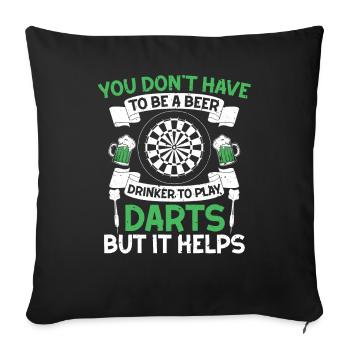 Jeu de fléchettes buveur de bière avec bière et flèches - Housse de coussin décorative 45 x 45 cm - noir - Devant