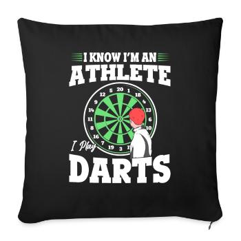 fléchettes Sportsman Joueur de fléchettes Athlète Jouer aux fléchettes - Housse de coussin décorative 45 x 45 cm - noir - Devant