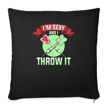 Je suis sexy et je le lance Championnat du monde de fléchettes - Housse de coussin décorative 45 x 45 cm - noir - Devant