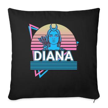 Diana Déesse Ancienne Mythologie Romaine Rétro - Housse de coussin décorative 45 x 45 cm - noir - Devant