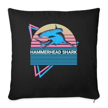 Hammerhead Shark Retro - Sofa pillowcase 17,3'' x 17,3'' (45 x 45 cm) - black - Front