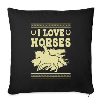 I love Horses - Sofa pillowcase 17,3'' x 17,3'' (45 x 45 cm) - black - Front