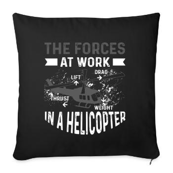 Cadeau de pilote d’hélicoptère - Housse de coussin décorative 45 x 45 cm - noir - Devant