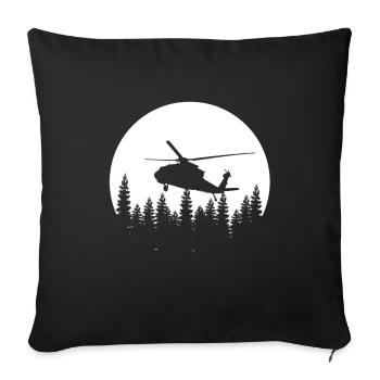 Hélicoptère rétro - Housse de coussin décorative 45 x 45 cm - noir - Devant