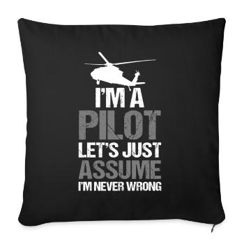 Cadeau de pilote d’hélicoptère - Housse de coussin décorative 45 x 45 cm - noir - Devant
