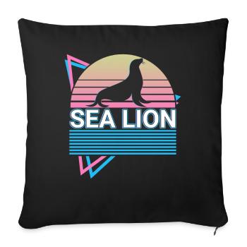Lion de mer Rétro - Housse de coussin décorative 45 x 45 cm - noir - Devant