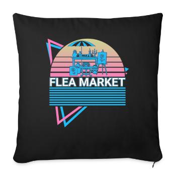 Marché aux puces rétro - Housse de coussin décorative 45 x 45 cm - noir - Devant